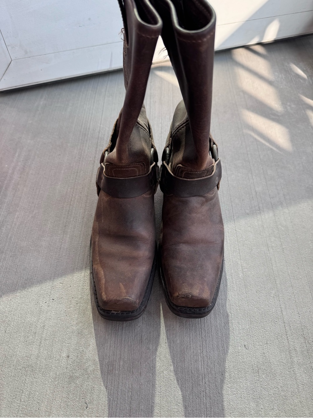 FRYE AND CO. Brown Leather Women's Heeled Harness Boots